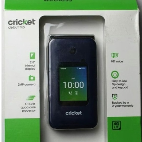 Cricket Wireless DEBUT FLIP PHONE 4G LTE NO CONTRACT BRAND NEW FACTORY SEALED - Picture 1 of 2